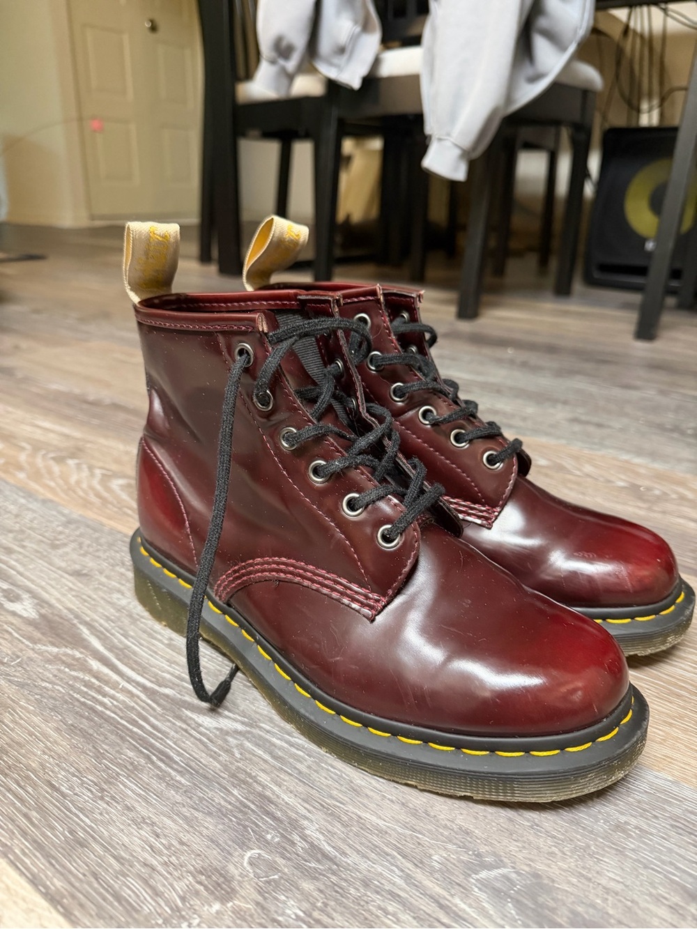 Dr. Martens Women's Vegan Burgundy Lace-Up Combat Boots sz 9